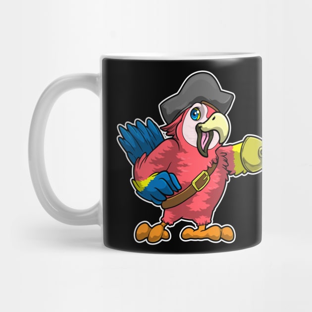 Parrot as pirate with Hook hand & Pirate hat by Markus Schnabel